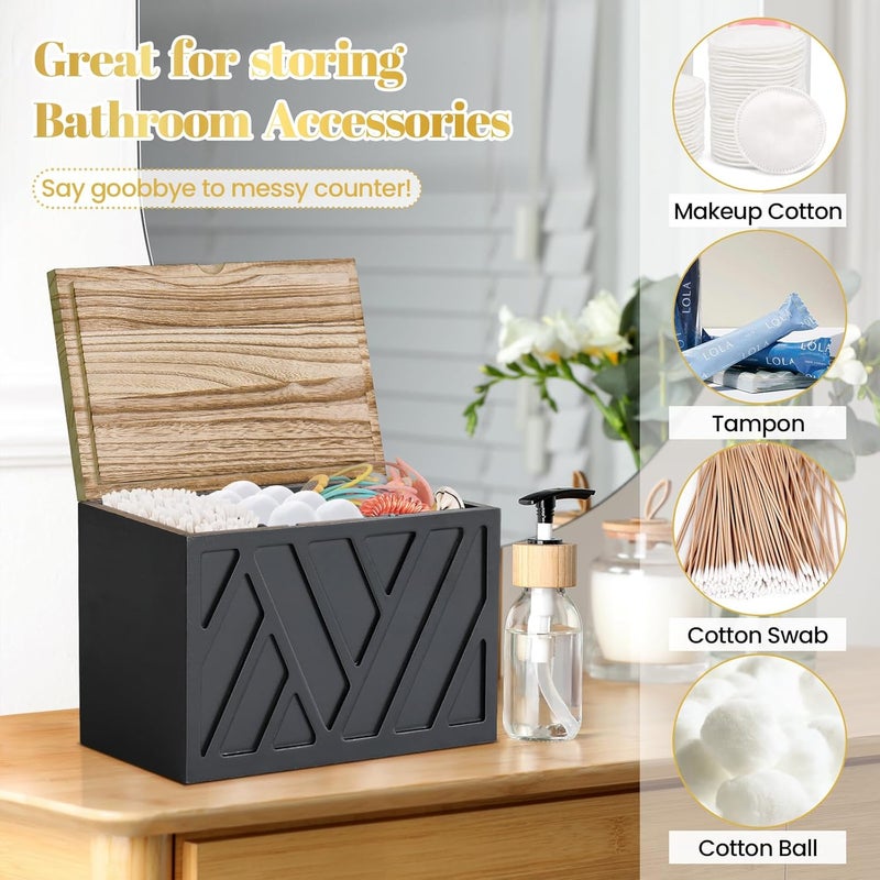 Jorkol Tampon Holder for Bathroom Decor, Feminine Product Organizer With Lid, Shark Week Storage, Wood Pad Box for Toilet, Bathroom Accessories for Girl Stuff - Image 3